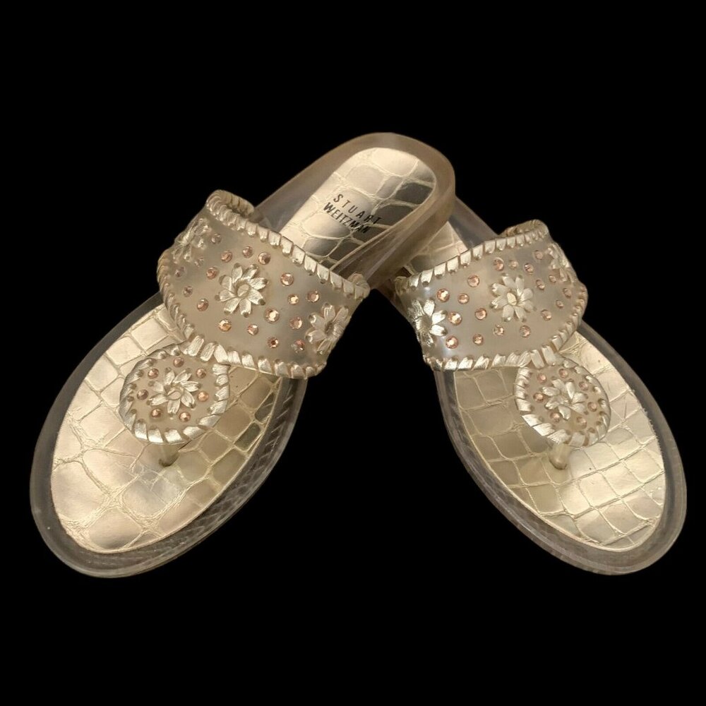 Stuart Weitzman Indiana‎ Jelly Whipstitch Thong Slide Sandals